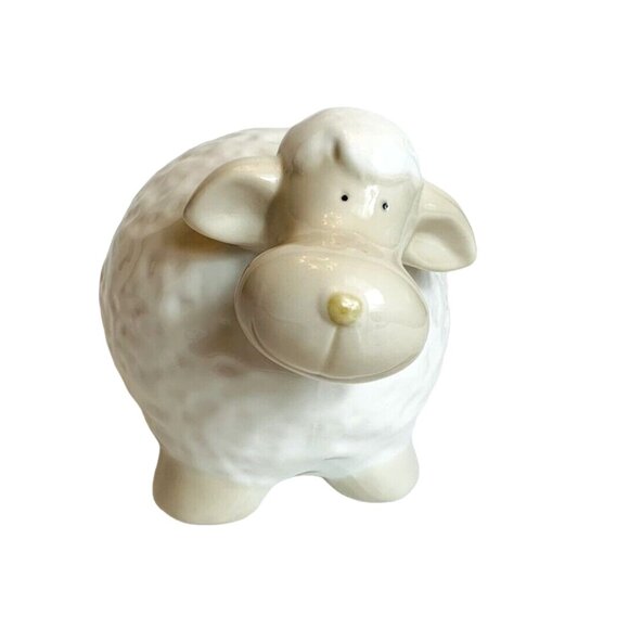 Farmhouse Ceramic Sheep Figurine Cottagecore Rustic Cozy Baby Nursery Gift - Picture 8 of 12